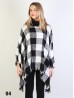 Loose Neck Poncho W/ Plaid